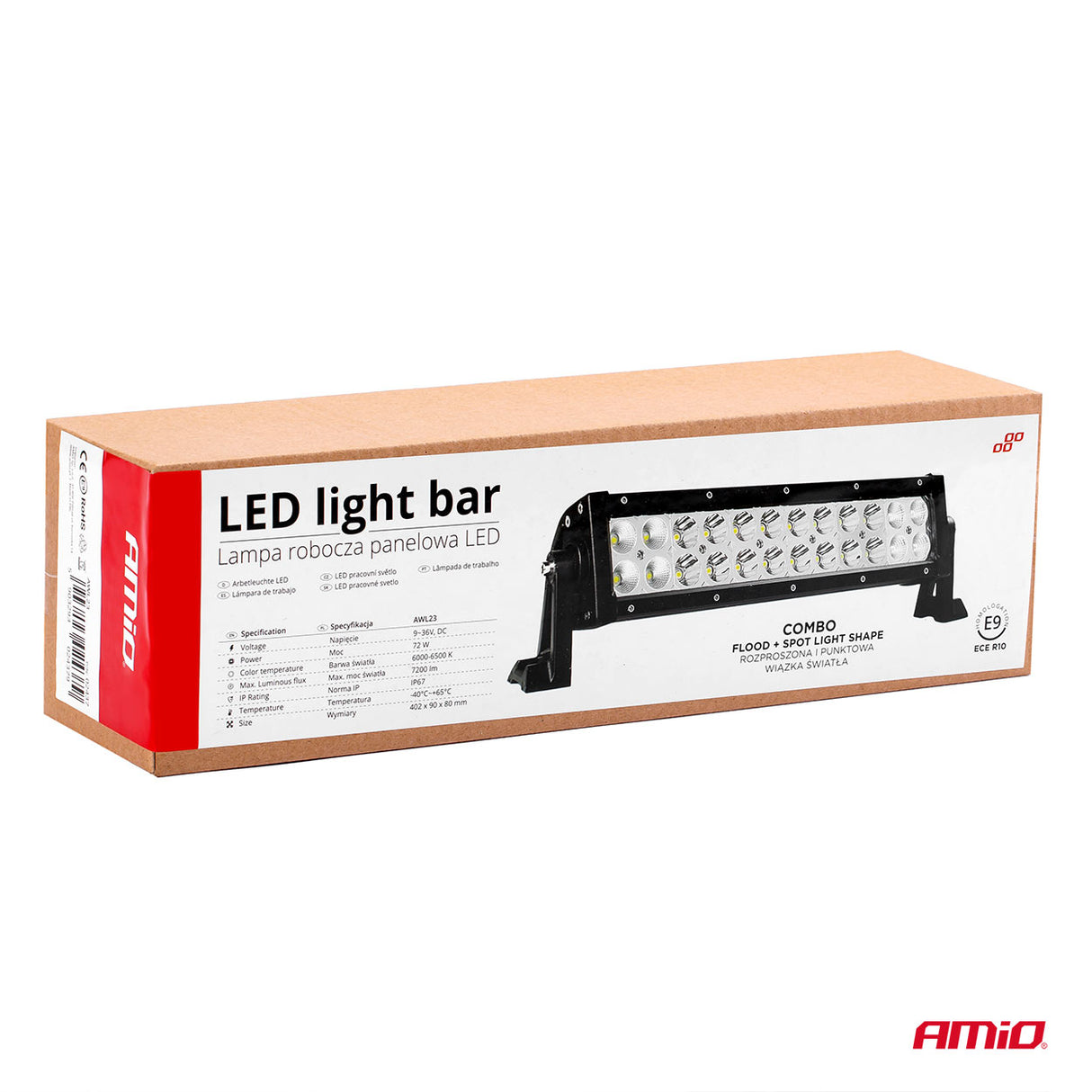 LIGHT BAR AMIO AM-02437 9-36V 24 LED COMBO (AWL-23) 402 x 90 x 80mm