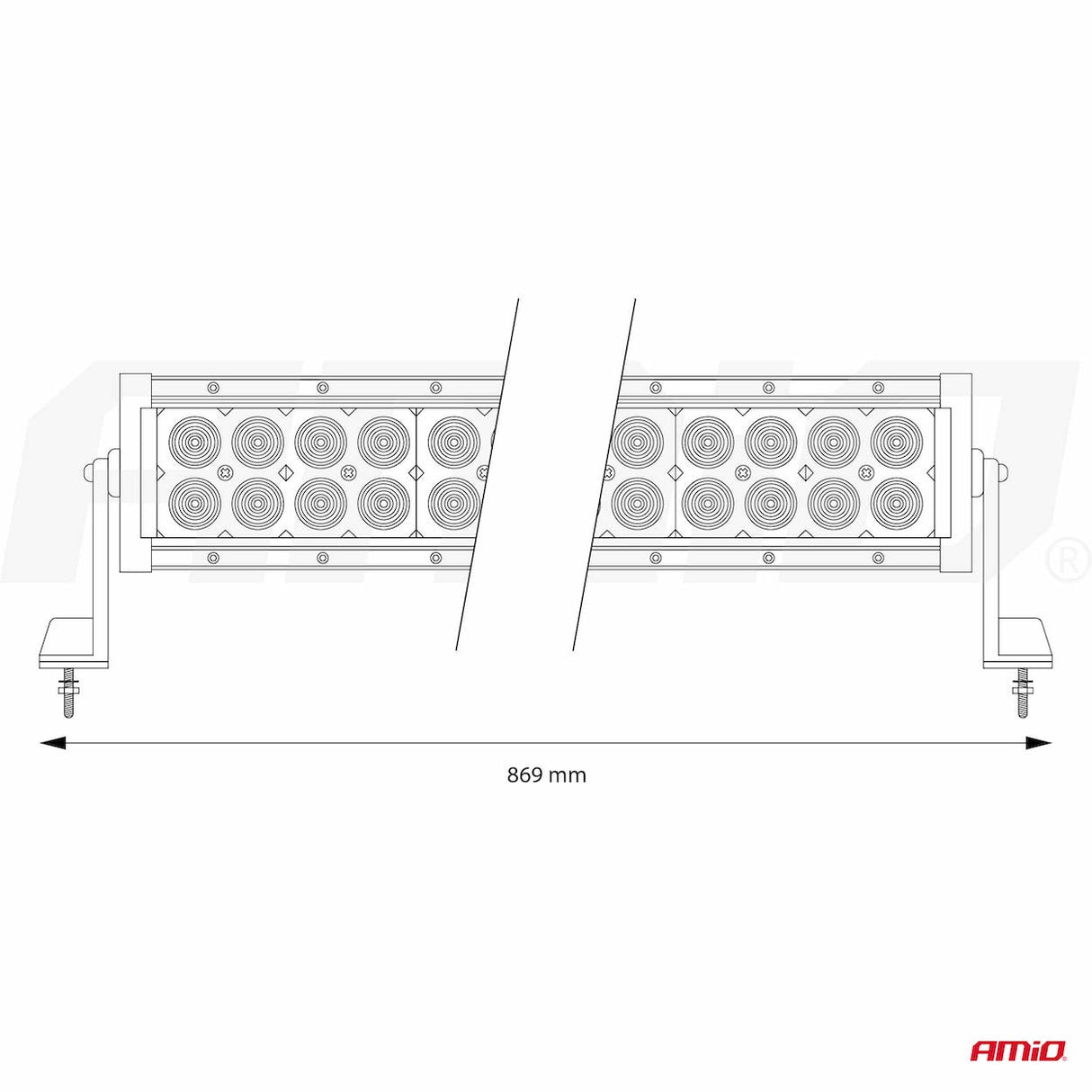 LIGHT BAR AMIO AM-02439 9-36V 60LED COMBO (AWL-25) 869 x 90 x 80mm