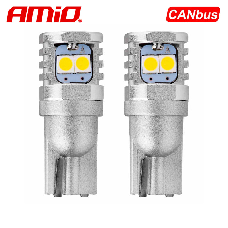 LLAMPA LED CANBUS AMiO AM-02801 3030-6SMD W5W W10W 12V/24V Te bardha