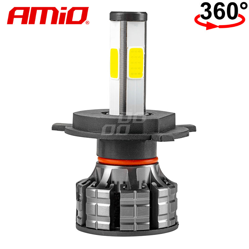 LLAMPA LED AMiO H4 COB-Series 360° AM-02843 +170% 12-24V 38W 6500K SET