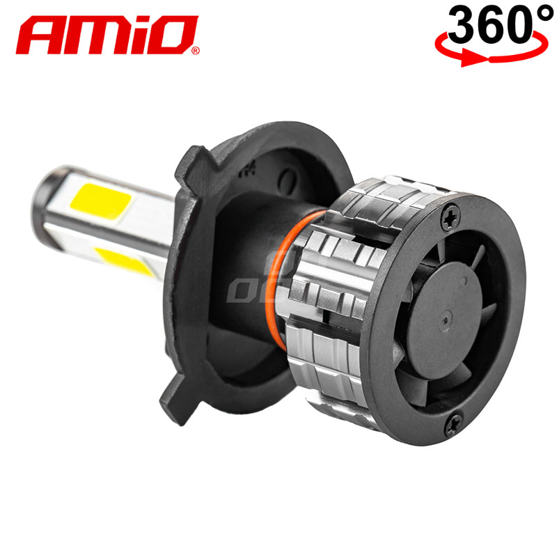 LLAMPA LED AMiO H4 COB-Series 360° AM-02843 +170% 12-24V 38W 6500K SET