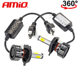 LLAMPA LED AMiO H4 COB-Series 360° AM-02843 +170% 12-24V 38W 6500K SET