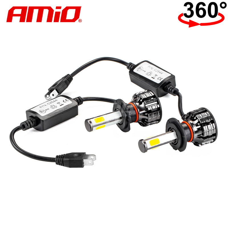 LLAMPA LED AMiO H7 COB-Series 360° AM-02844 +170% 12-24V 38W 6500K SET