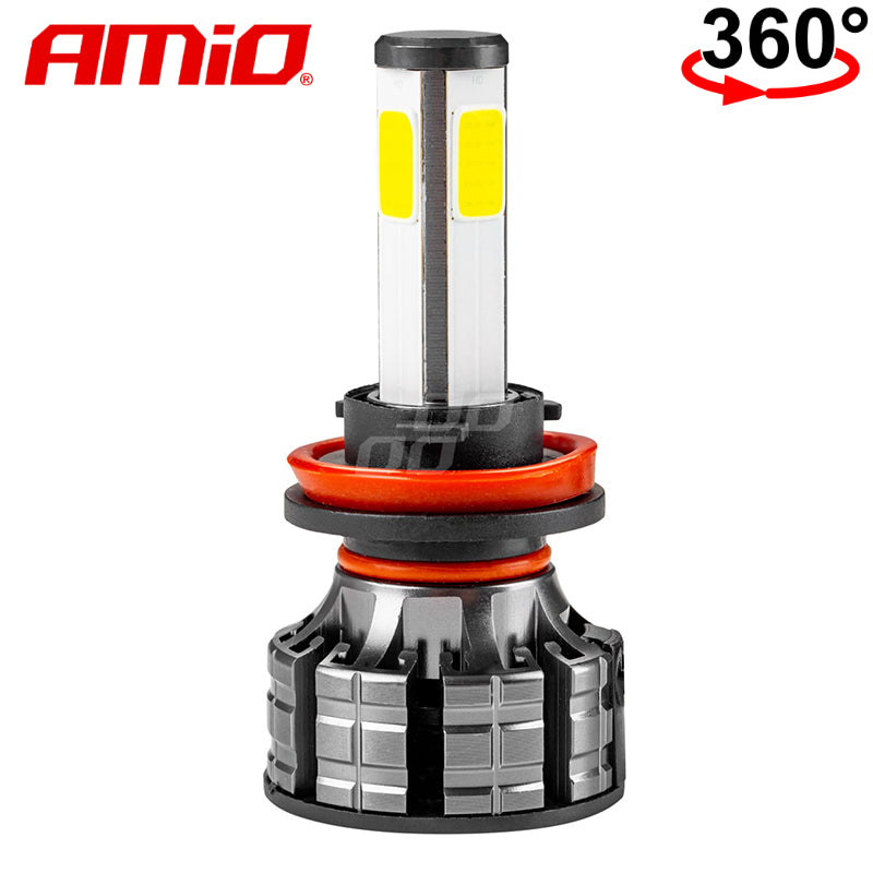 LLAMPA LED AMiO H8/H9/H11 COB-Series 360° AM-02845 +170% 12-24V 38W 6500K SET