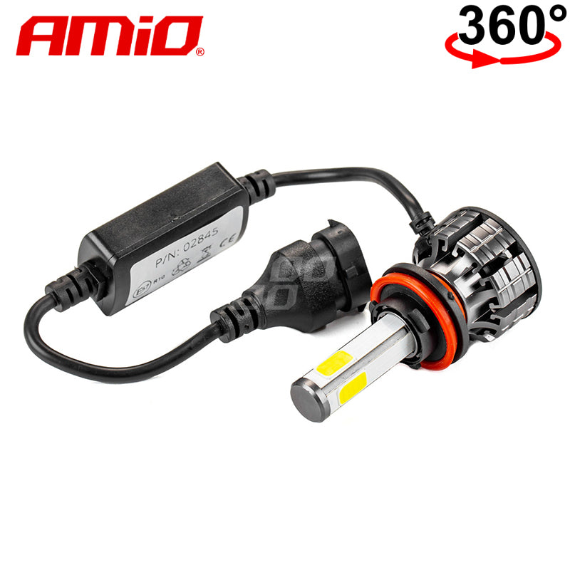 LLAMPA LED AMiO H8/H9/H11 COB-Series 360° AM-02845 +170% 12-24V 38W 6500K SET