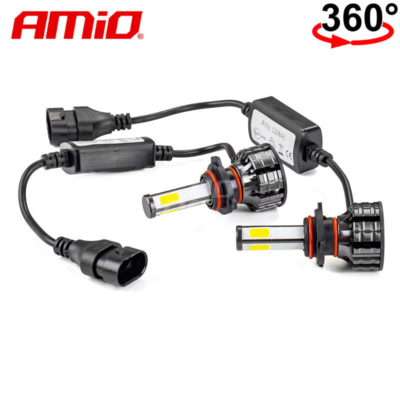 LLAMPA LED AMiO HB3 COB-Series 360° AM-02846 +170% 12-24V 38W 6500K SET
