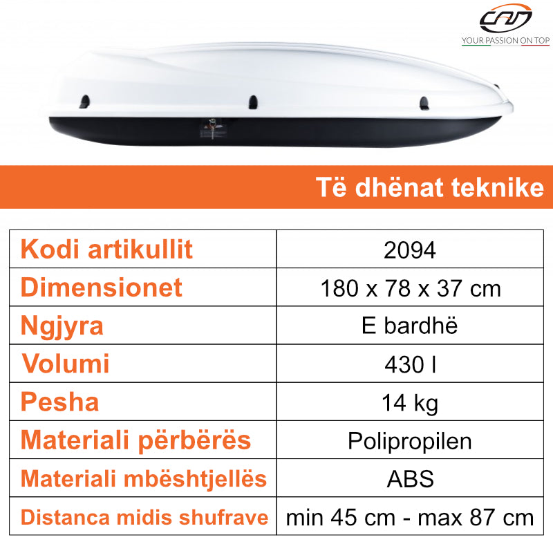 VALIXHE BAGAZHI CAM DYNAMIC 434 (RAPID FIX) BIANCO - 2094