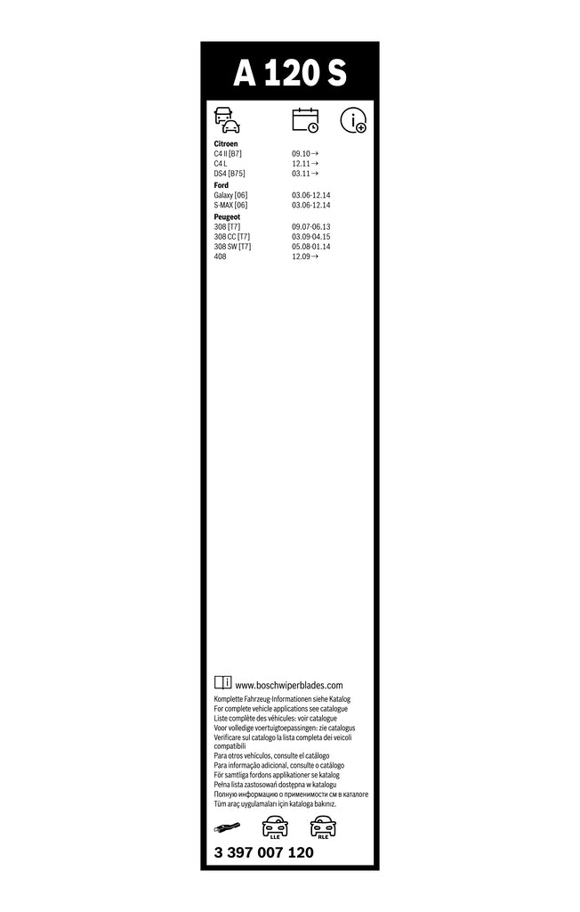 FSHIRESE XHAMI BOSCH AEROTWIN A-120-S (3 397 007 120) PEUGEOT EXPERT Platform/Chassis 75+65cm SET