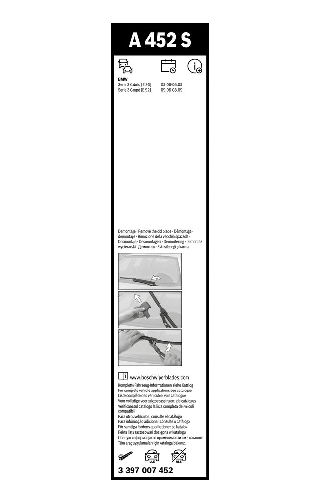 FSHIRESE XHAMI BOSCH AEROTWIN A-452-S (3 397 007 452) BMW 3 Coupe (E92) 60+45cm SET