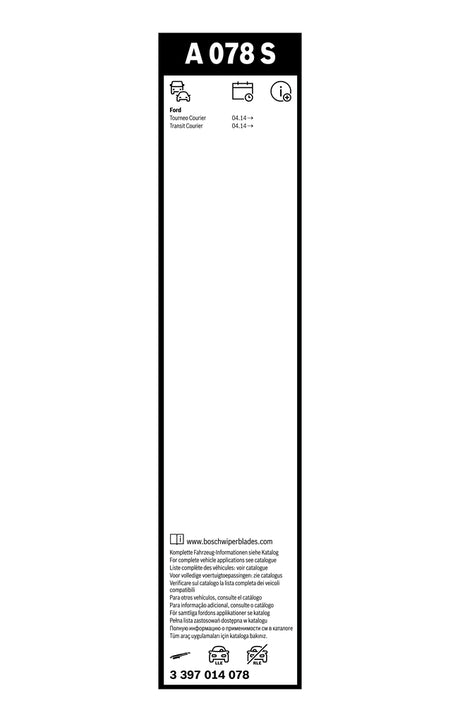 FSHIRESE XHAMI BOSCH AEROTWIN A-078-S (3 397 014 078) FORD TOURNEO COURIER B460 MPV 70+38cm SET