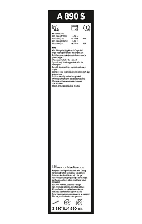 FSHIRESE XHAMI BOSCH AEROTWIN A-890-S (3 397 014 890) MERCEDES-BENZ EQE (V295) 65+50cm SET