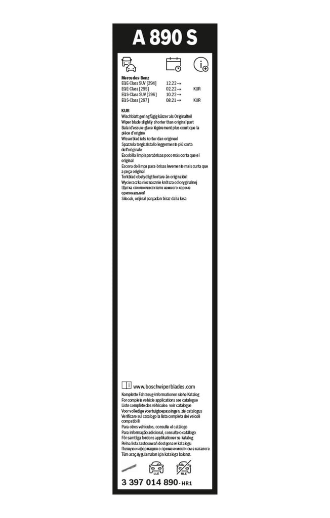 FSHIRESE XHAMI BOSCH AEROTWIN A-890-S (3 397 014 890) MERCEDES-BENZ EQS SUV (X296) 65+50cm SET