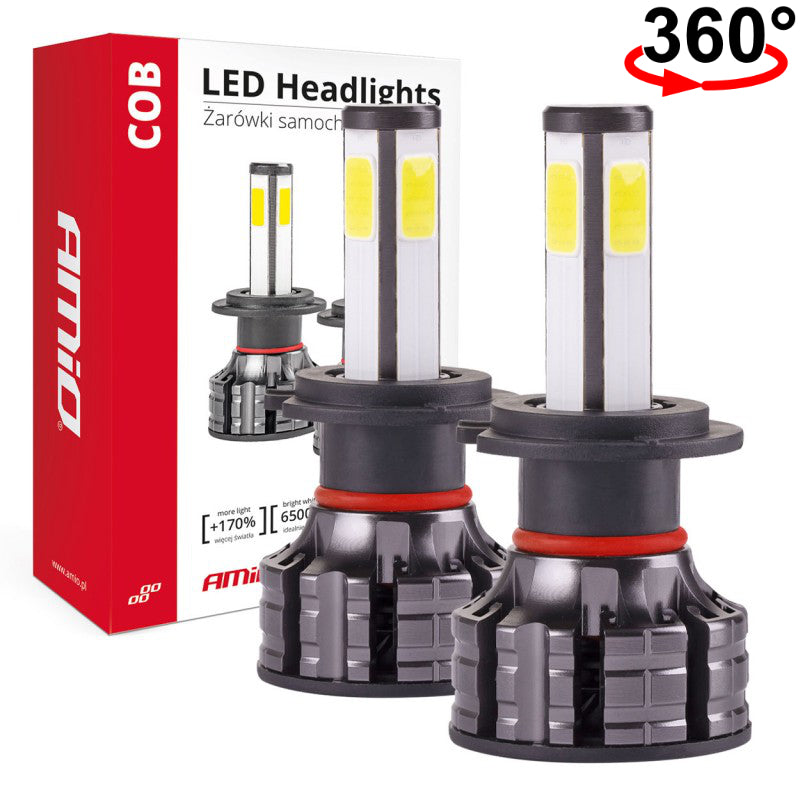 LLAMPA LED AMiO H7 COB-Series 360° AM-02844 +170% 12-24V 38W 6500K SET