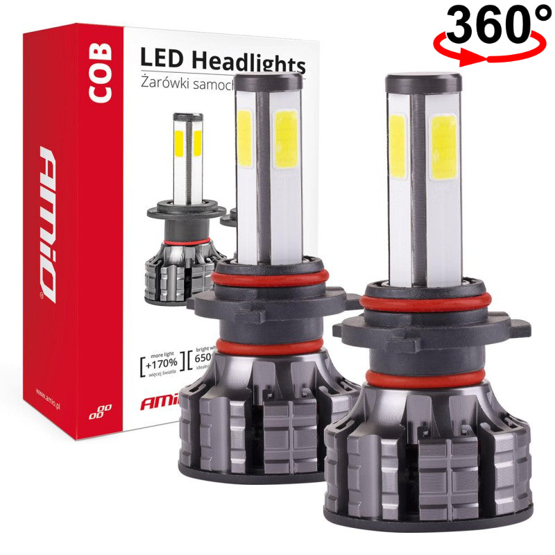 LLAMPA LED AMiO HB3 COB-Series 360° AM-02846 +170% 12-24V 38W 6500K SET