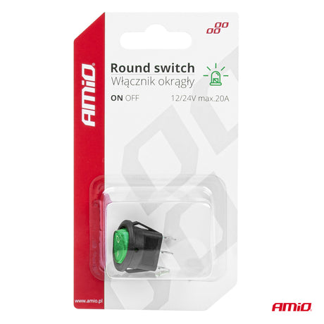 CELES ELEKTRIK ON-OFF AM-03084 12V-24V 20A GREEN LIGHT Round Switch