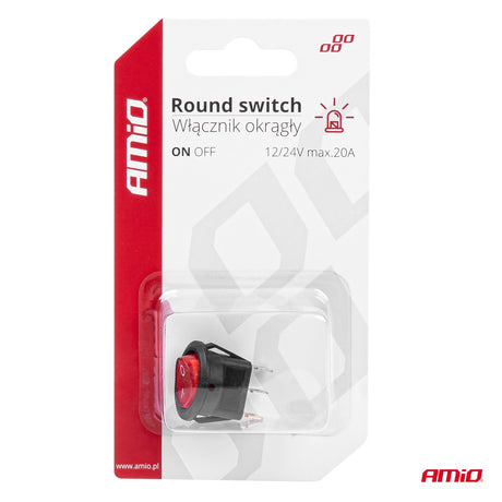 CELES ELEKTRIK ON-OFF AM-03086 12V-24V 20A RED LIGHT Round Switch