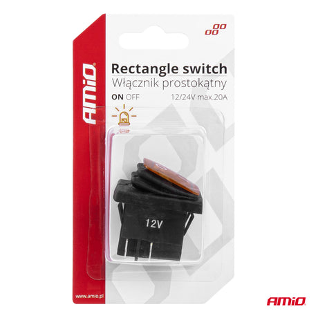 CELES ELEKTRIK ON-OFF AM-03091 12V-24V max20A Yellow-LED Rectangle Switch