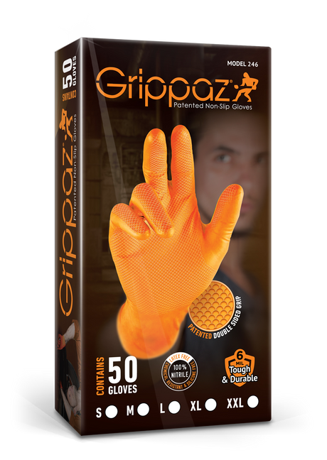 DOREZA NITRILI MT-GLV-GRP-O-L GRIPPAZ-ORANGE (MASA: L) 50 COPE