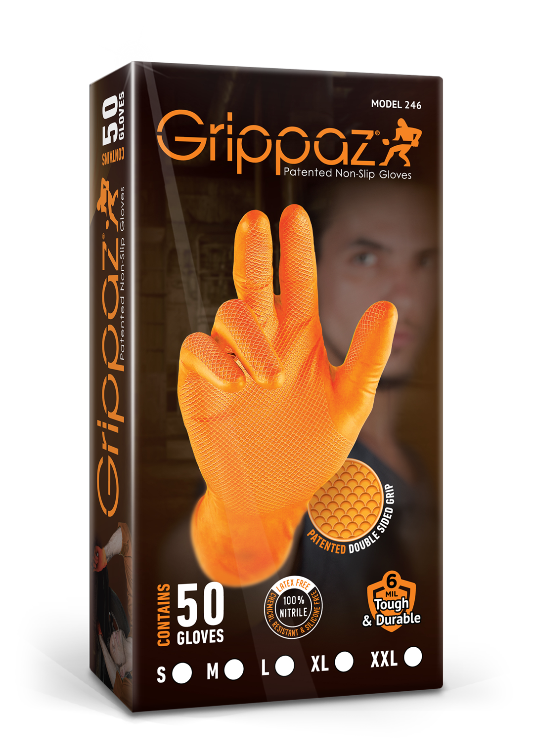 DOREZA NITRILI MT-GLV-GRP-O-M GRIPPAZ-ORANGE (MASA: M) 50 COPE