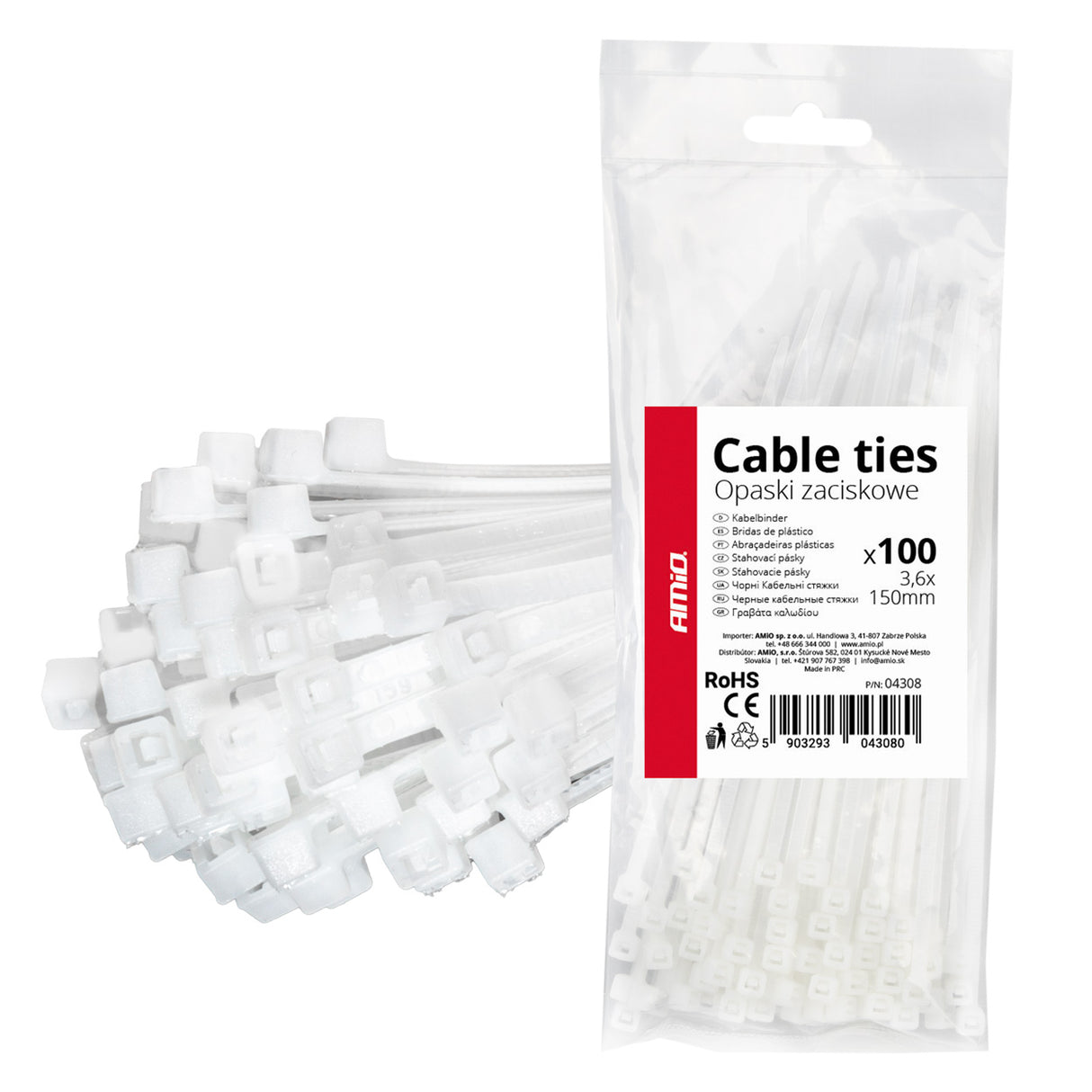 FASHETA PLASTIKE 3.6x150 mm AM-04308 TE BARDHA 100 COPE
