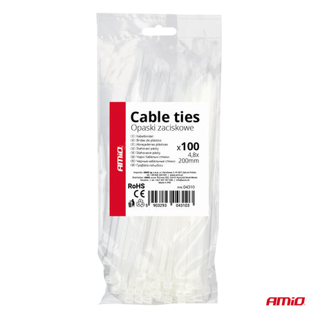 FASHETA PLASTIKE 4.8x200 mm AM-04310 TE BARDHA 100 COPE