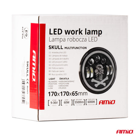 FENERE LED AMiO AM-03695 9-36V 60W 6000K SKULL MULTIFUNCTION 1 COPE