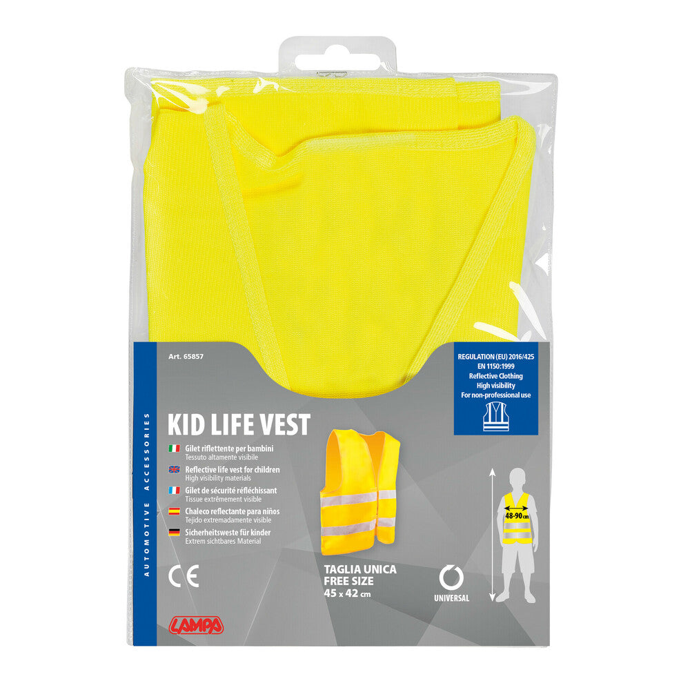 JELEK FOSFORESHENT LMP-65857 KID LIFE VEST MASA: PER FEMIJE/ NGJYRA: E VERDHE (Certif. EN 1150:1999)