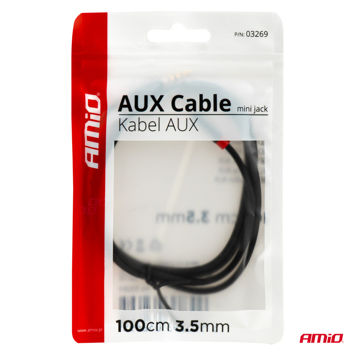 KABELL AUX AM-03269 MINI JACK-JACK AUDIO CABLE 3.5mm 100 cm