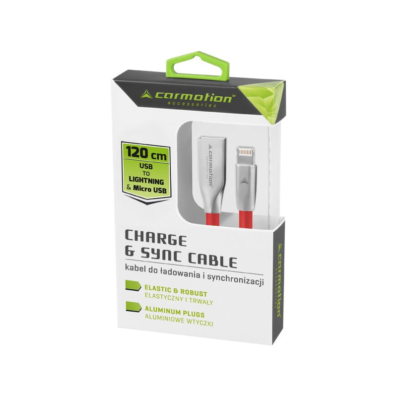 KABELL KARIKIMI-SINKRONIZIMI USB Apple Lightning/ Micro USB CM-58634-RD 120cm (TE KUQE)
