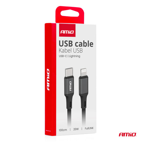 KABELL KARIKIMI AM-03904 USB-C to Apple Lightning 20W FullLink 100 cm