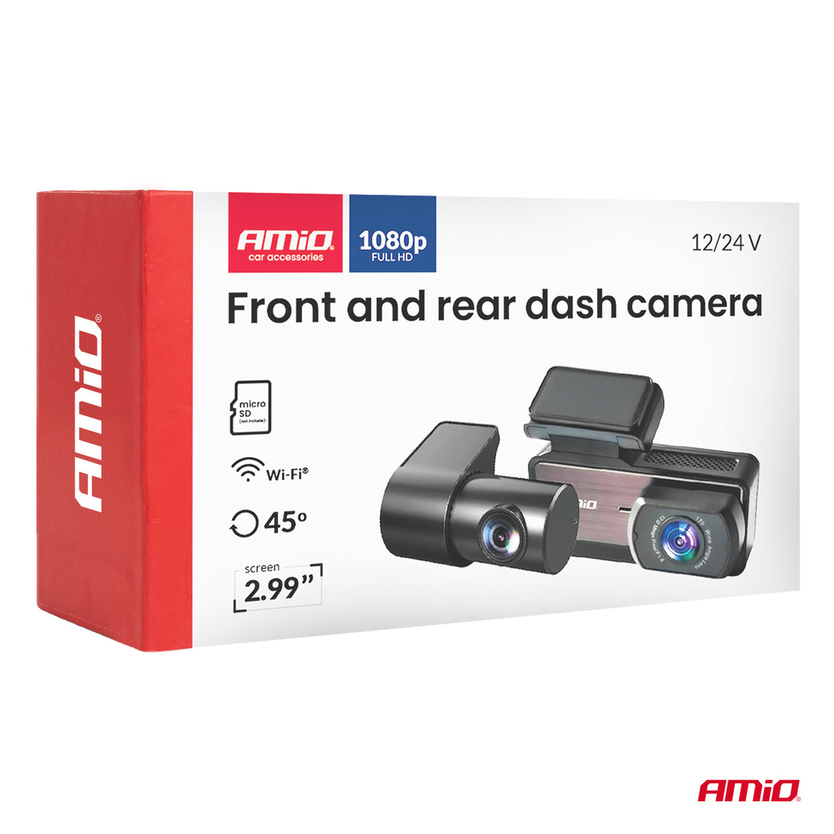 KAMERA AMIO AM-04799 12/24V DUAL DASH CAMERA 1K+1K WLAN (Front+Rear) 2.99" DISPLAY 2.4GHz Wi-Fi FULL HD
