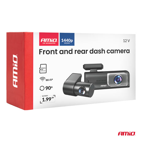 KAMERA AMIO AM-04800 12V DUAL DASH CAMERA 2K+1K WLAN (Front+Rear) 2" LCD DISPLAY 2.4GHz Wi-Fi FULL HD