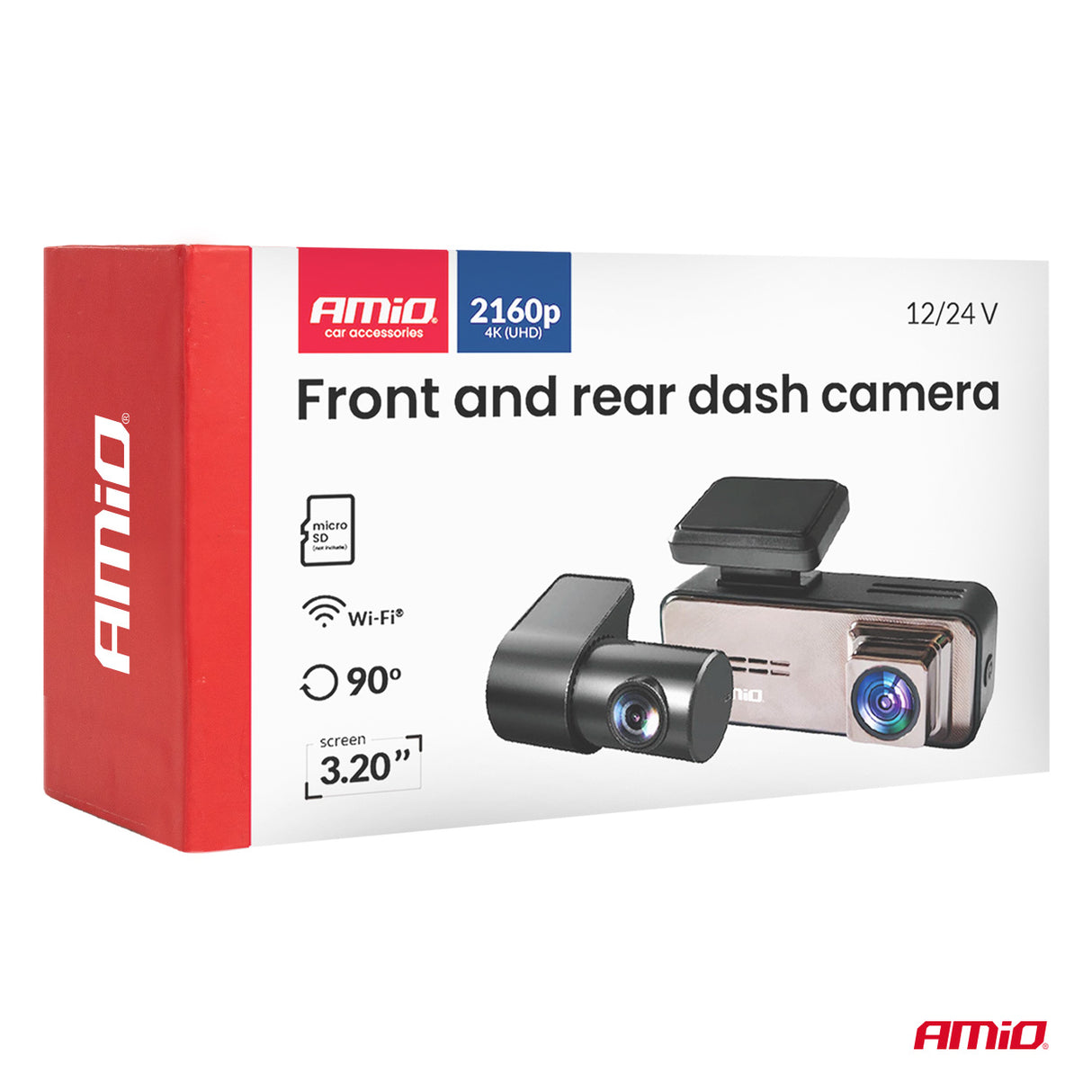 KAMERA AMIO AM-04801 12/24V DUAL DASH CAMERA 4K+2K WLAN (Front+Rear) 3.2" LCD DISPLAY 2.4GHz Wi-Fi ULTRA HD
