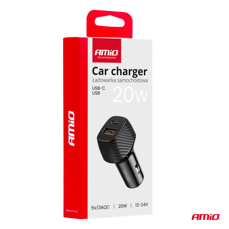 KARIKUES CELULARI AM-04282 1xUSB-A+1xUSB-C 20W DC12-24 V QUICK CHARGE (CE RoHS)