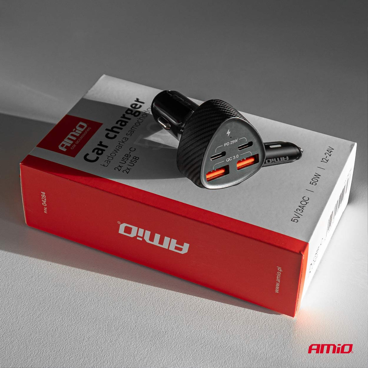 KARIKUES CELULARI AM-04284 2xUSB-A+2xUSB-C 50W DC12-24 V QUICK CHARGE (CE RoHS)