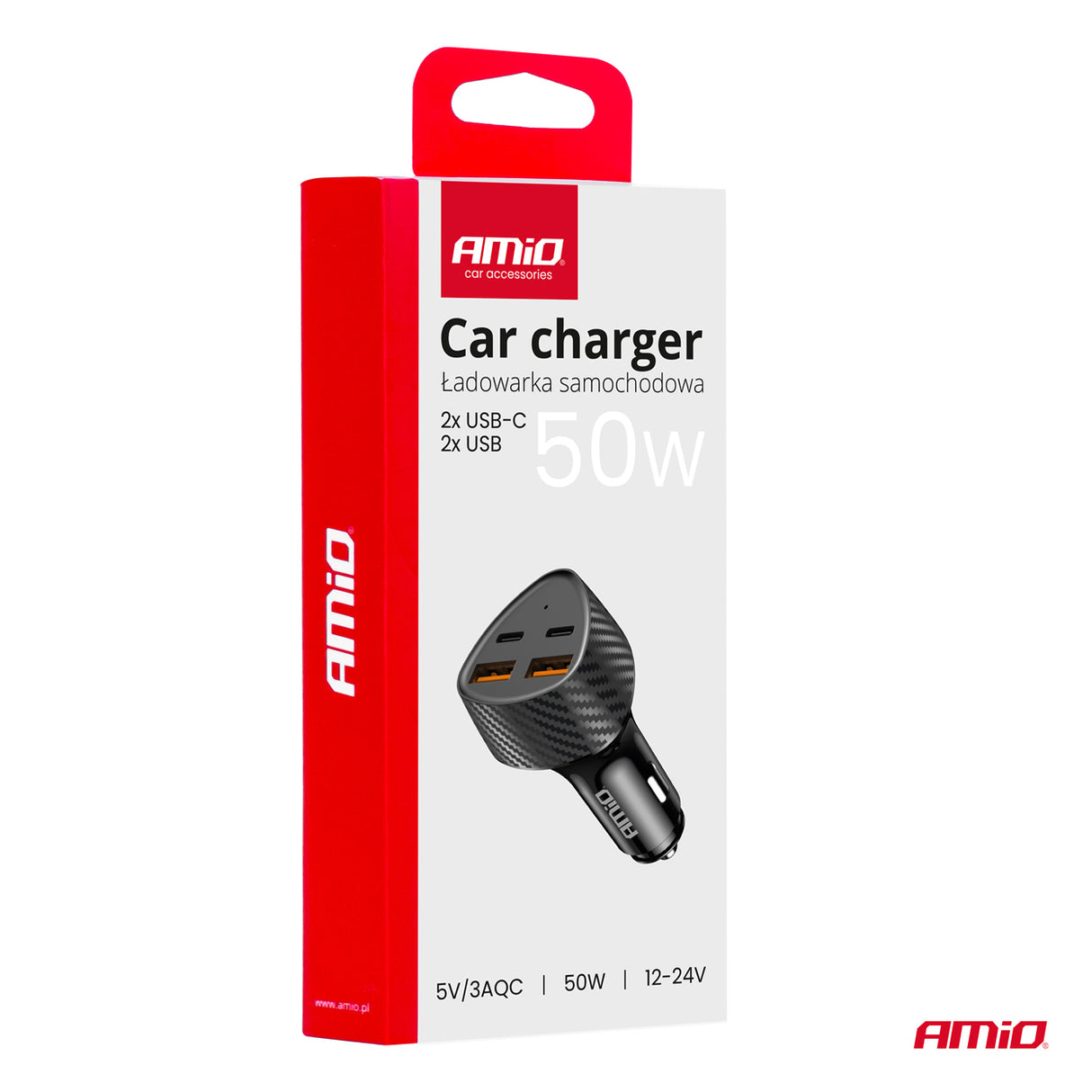 KARIKUES CELULARI AM-04284 2xUSB-A+2xUSB-C 50W DC12-24 V QUICK CHARGE (CE RoHS)