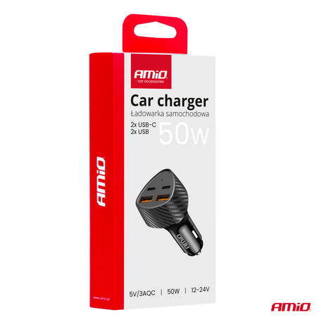 KARIKUES CELULARI AM-04284 2xUSB-A+2xUSB-C 50W DC12-24 V QUICK CHARGE (CE RoHS)