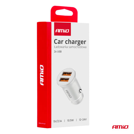 KARIKUES CELULARI AMiO AM-03872 2xUSB-A 10.5W DC12-24V