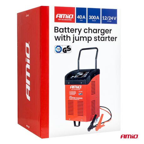 KARIKUES DHE STARTER BATERIE AMIO AM-04500 12/24V 20-600Ah (Jump starter Max 300A)