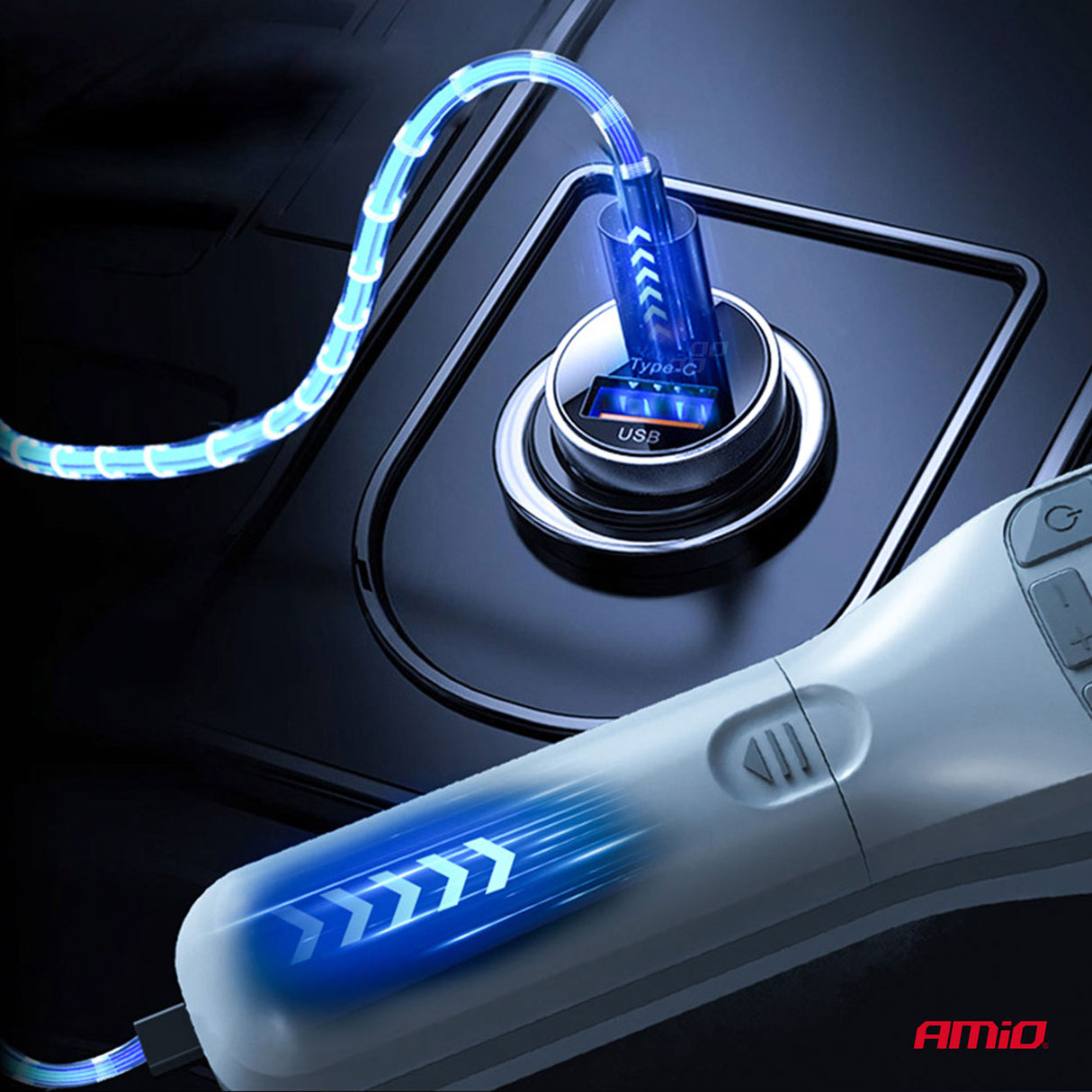 KOMPRESOR AJRI AMiO AM-03689 DC7.4V 40W 150PSI 10bar CORDLESS (Charging: USB-C)