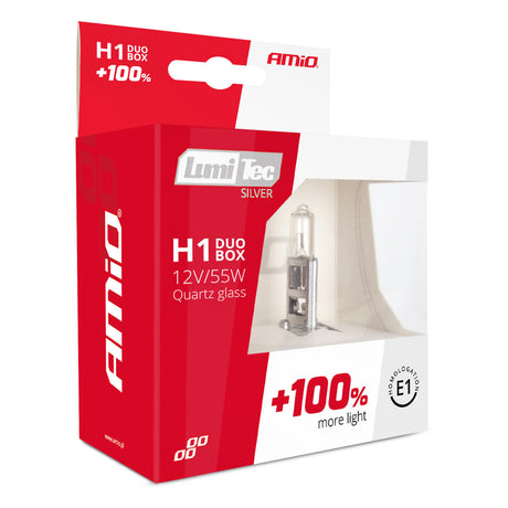LLAMPA AMiO LumiTec SILVER DUO +100% H1 12V 55W AM-01401 SET