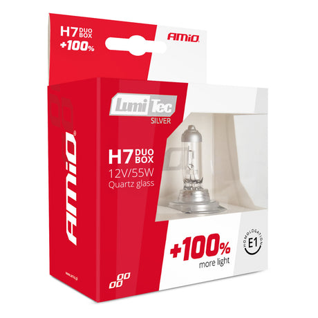 LLAMPA AMiO LumiTec SILVER DUO +100% H7 12V 55W AM-01403 SET