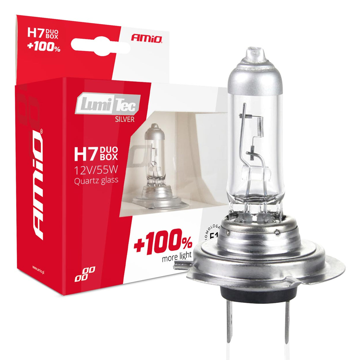 LLAMPA AMiO LumiTec SILVER DUO +100% H7 12V 55W AM-01403 SET
