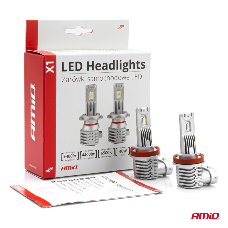 LLAMPA LED AMiO H8/H9/H11 X1-Series AM-02967 +400% 10-16V 40W 6500K SET