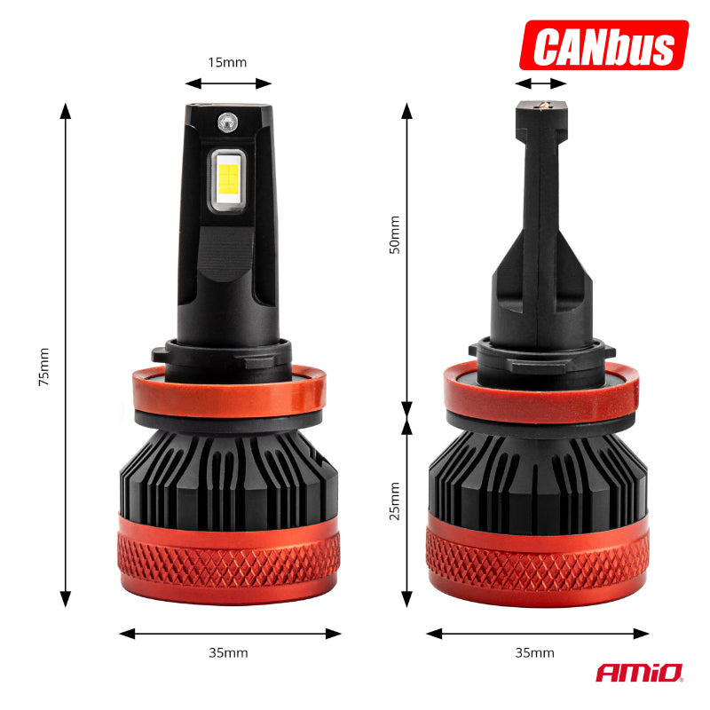 LLAMPA LED AMiO H8/H9/H11 X3-Series AM-02981 +400% 10-16V 90W 6500K CANBUS SET