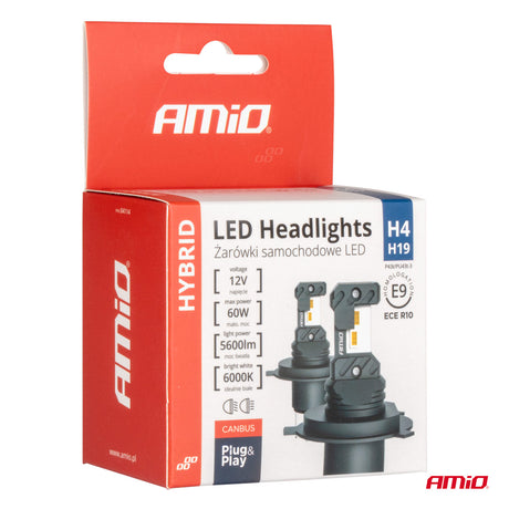 LLAMPA LED AMiO HYBRID-Series H4/ H19 AM-04114 CANBUS 12V 60W 5600LM 6000K SET