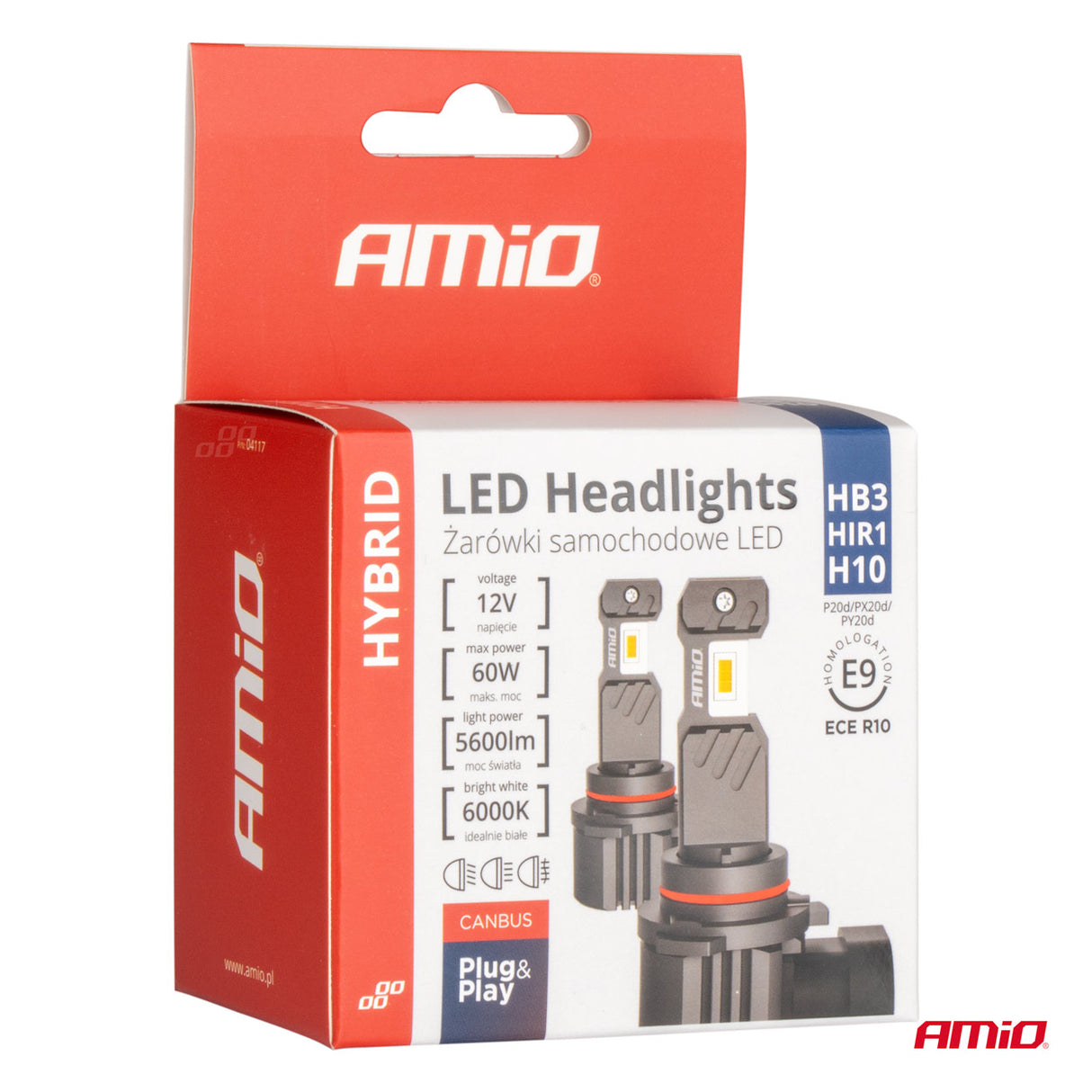 LLAMPA LED AMiO HYBRID-Series HB3/ HIR1/ H10 AM-04117 CANBUS 12V 60W 5600LM 6000K SET