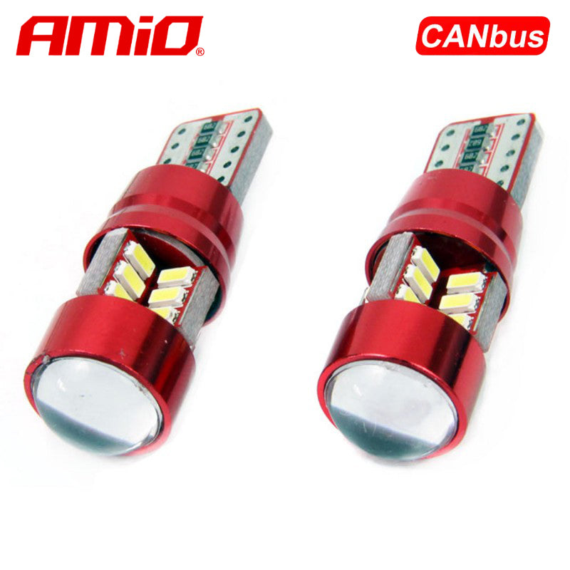 LLAMPA LED CANBUS AMiO AM-01446 3014-27SMD W5W 12V/24V Te bardha