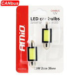 LLAMPA LED CANBUS AMiO AM-01639 COB3 C5W C10W 36mm 12V Te bardha