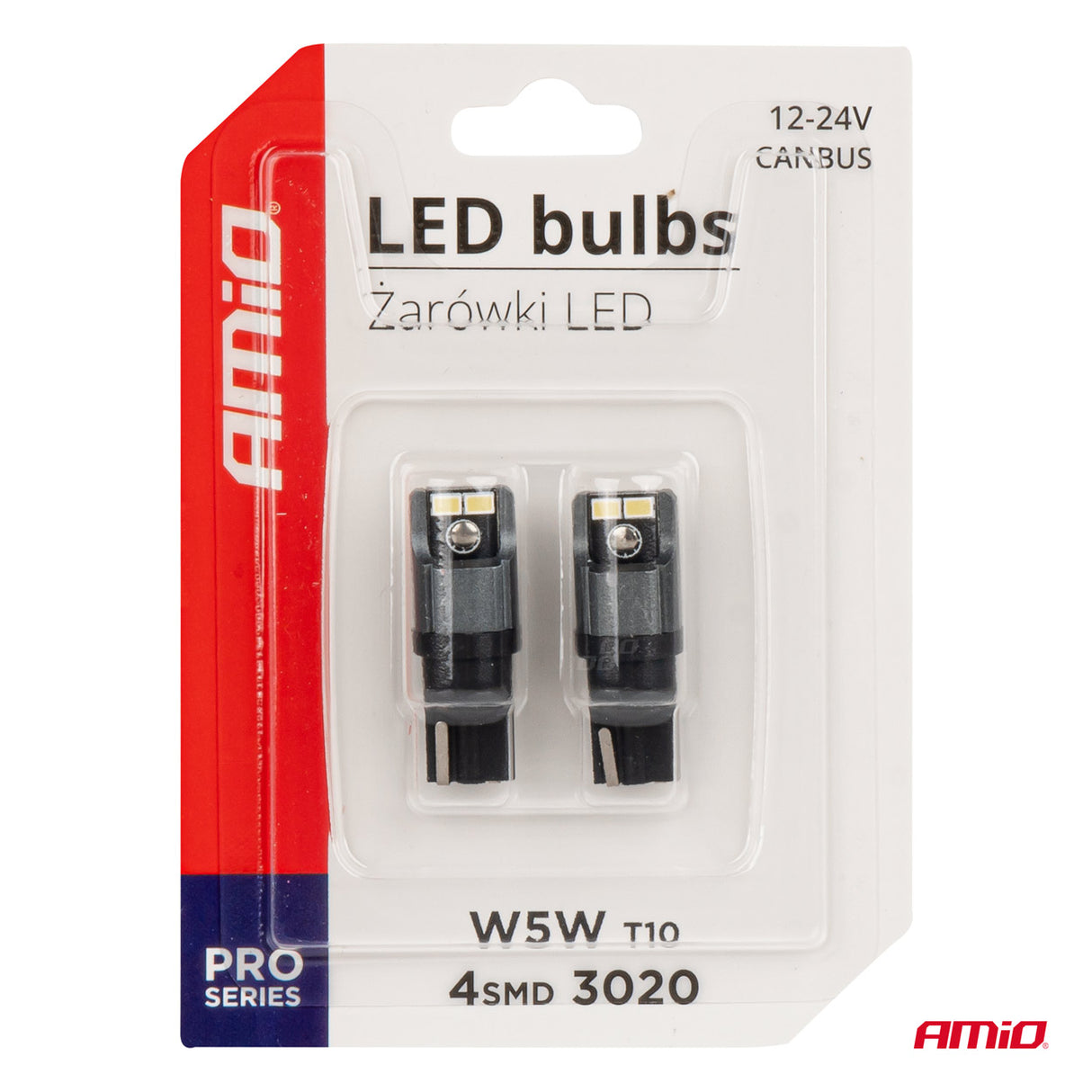 LLAMPA LED CANBUS AMiO AM-03717 4xSMD-3020 W5W 12-24V White